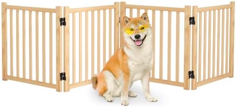 Wooden Freestanding Dog Gate Indoor by Oapety