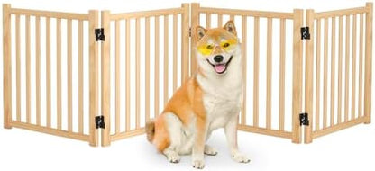 Wooden Freestanding Dog Gate Indoor by Oapety