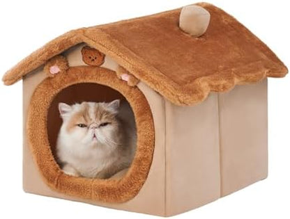 Cute Cat Beds for Indoor Cats, Foldable Cat House by JIUPETY