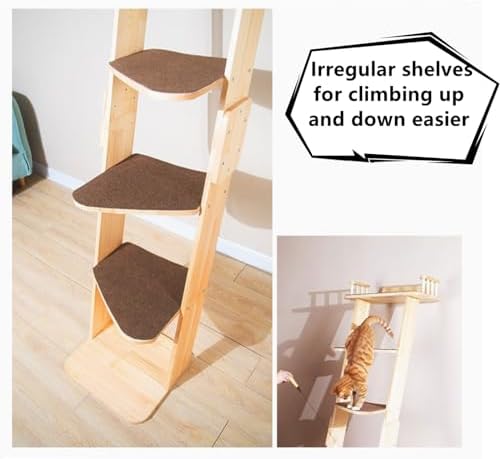 Modern 70“ Tall 6 Level Leaning Cat Climbing Ladder Tree Tower Condo - Image 3