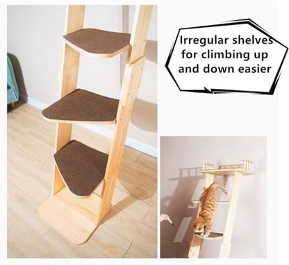Modern 70“ Tall 6 Level Leaning Cat Climbing Ladder Tree Tower Condo - Image 3