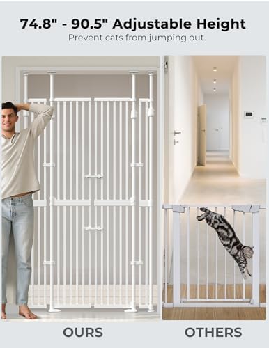 Extra Tall Cat Gate for Doorway, Pressure Mounted Pet Gate - Image 3