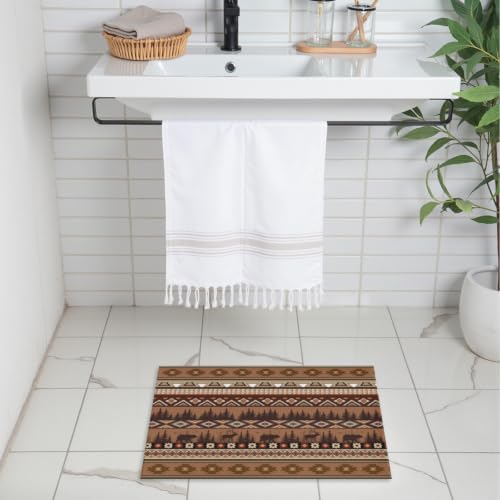 Giwawa Rustic Bear Deer Bath Rug Boho Ethnic Plush Carpet 16x24 Inch Soft - Image 2
