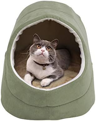 Self Warming Burrow Cat Bed, Washable Pet Hideway House - Image 3