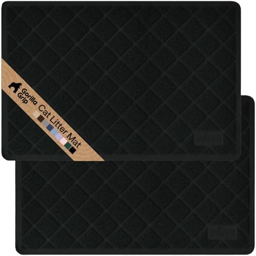 GORILLA GRIP Cat Litter Box Mat, Coiled Mesh Trapping Mats, 24x17 Black by GorillaGrip