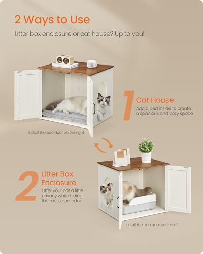 Feandrea Cat Litter Box Enclosure, Indoor Pet House End Table - Image 6