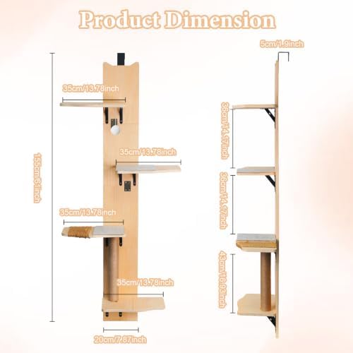 Door Hanging Cat Tree, 60 inch Door Hanging Cat Shelf - Image 2