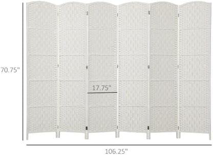 HOMCOM Room Divider 6 Panel Freestanding 6FT Tall Privacy Screen White - Image 7