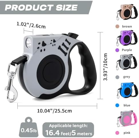 Retractable Dog Leash with USB Rechargeable Flashlight - Image 3