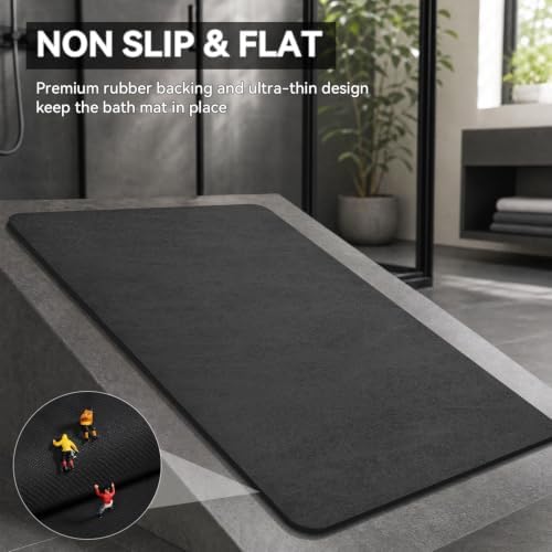 MontVoo -Bath Mat Rug-Rubber Backing Non Slip Quick Dry Absorbent Thin Bathroom - Image 5