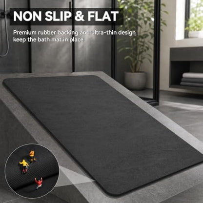 MontVoo -Bath Mat Rug-Rubber Backing Non Slip Quick Dry Absorbent Thin Bathroom - Image 5