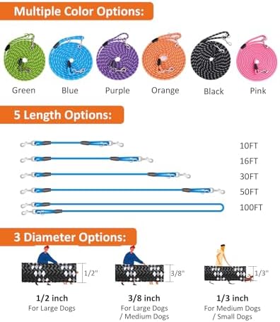 100FT Extra Long Dog Leash for Dog Training, Heavy Duty Dog Lead for Large - Image 3