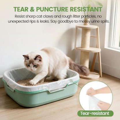 Feisco 20 Counts Drawstring Cat Litter Box Liners, Thick Heavy Duty Cat Litter - Image 2