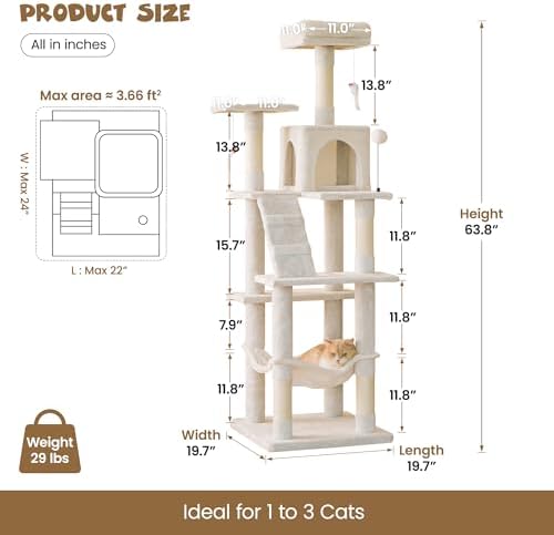 MWPO 63.8 inches Multi-Level Cat Tree - Image 6