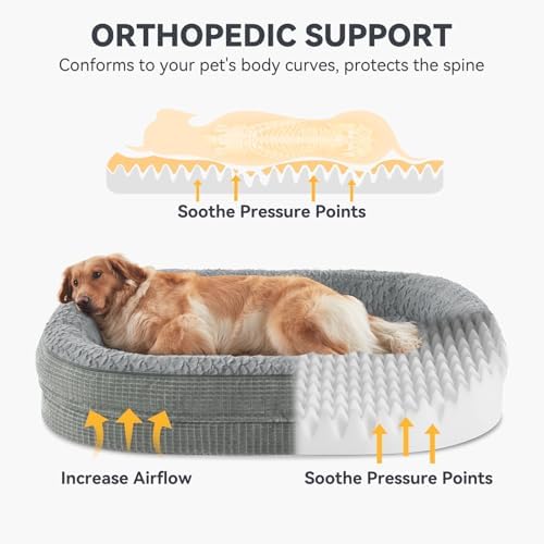 JOEJOY Orthopedic Dog Bed for Large Dogs, Egg-Crate Memory Foam Pet Bed - Image 2