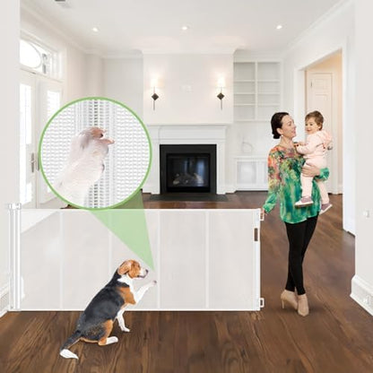 Reinforced 96" Extra Wide Retractable Baby Gate Extra Long Dog Gate by BabyPetSafetyGate