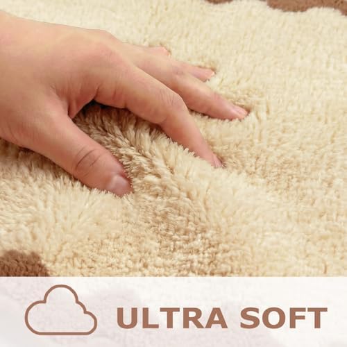 Farmhouse Decor Cute khaki Scalloped Bathroom Mat, Fun Plush Luxury Microfiber - Image 4