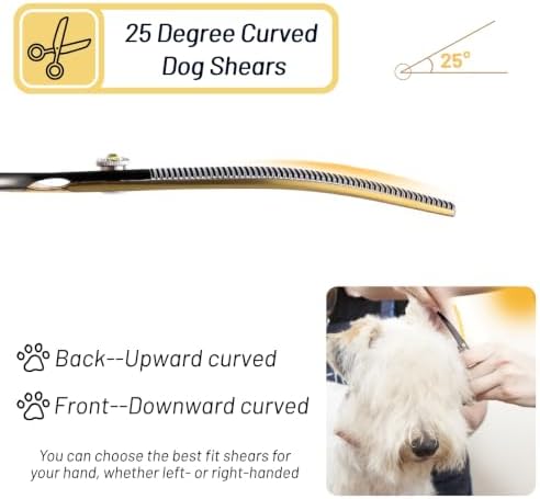 7.5in Curved Dog Grooming Scissors, 56 Teeth Thinning Shears - Image 3