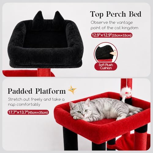 Globlazer 52in Gothic Cat Tree for Indoor Cats, 2 Condos - Image 2