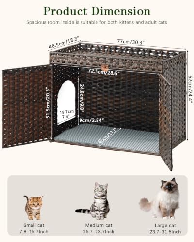 SETVSON Cat Litter Box Enclosure Furniture, Handwoven PE Rattan - Image 5