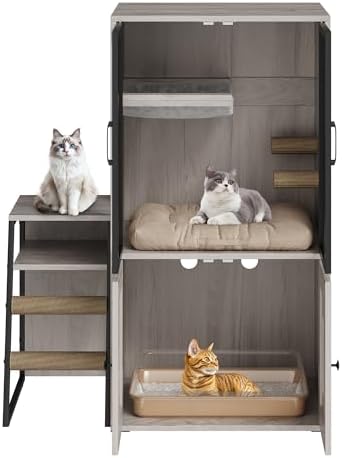 TrailBlaze Modern Double Cat Litter Box Enclosure Furniture – Hidden Storage - Image 3