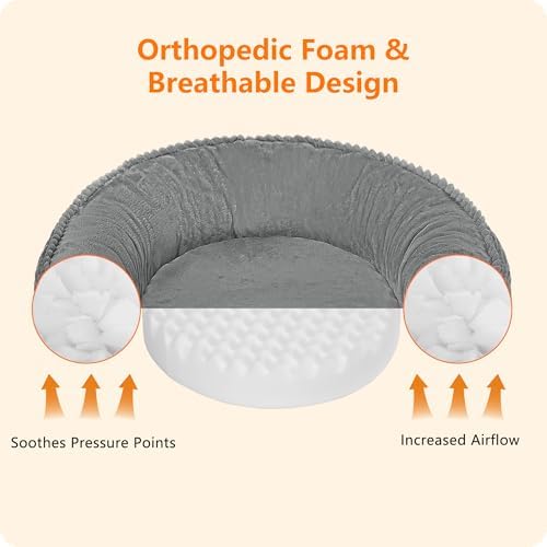 Dwanton Orthopedic Medium Dount Dog Bed, Egg-Crate Foam Round Dog Sofa - Image 2