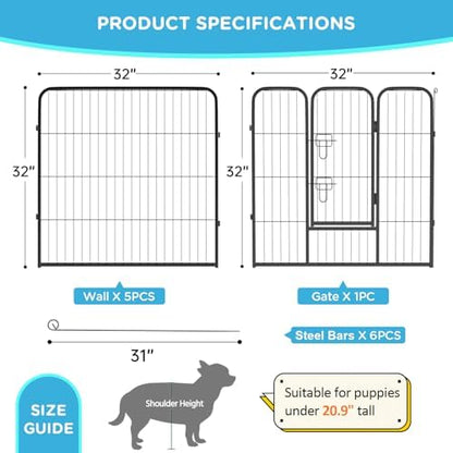 BestPet | Dog Playpen | 32", 6 Panels | Heavy Duty Metal Pet Exercise Pen - Image 7