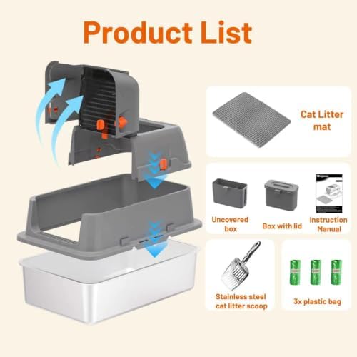 23.6x14.57x15.55 Inch XL Enclosed Stainless Steel Litter Box - Image 7