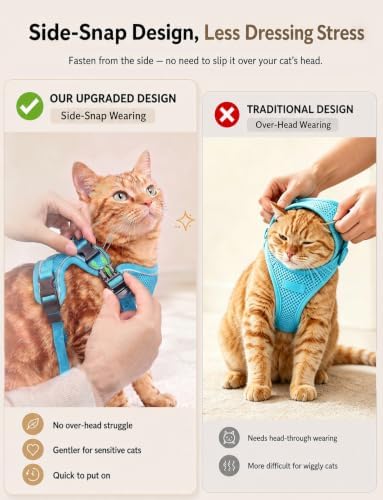 Cat Harness and Leash Set, Escape Proof Kitten Harness, Night Blue - Image 6