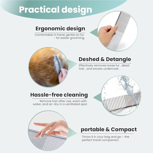 MEDUWEDU Stainless Steel Pet Comb Set – Grooming Combs - Image 6