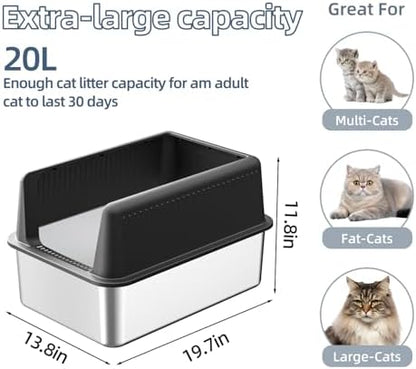 2PACK Stainless Steel Cat Litter Box - Image 2