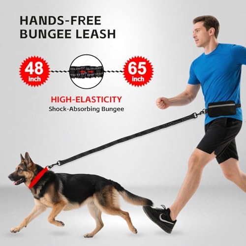 Hands Free Dog Leash with Waist Belt & Large Pouch, Waist Leash - Image 3
