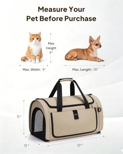Backpackable Cat Carrier 17"x11"x11", Soft-Sided Collapsible Pet Carrier - Image 6