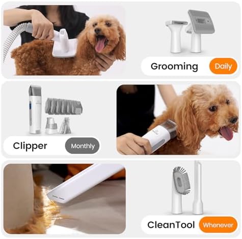oneisall Dog Grooming Vacuum, 7 in 1 Grooming kit Tools - Image 6