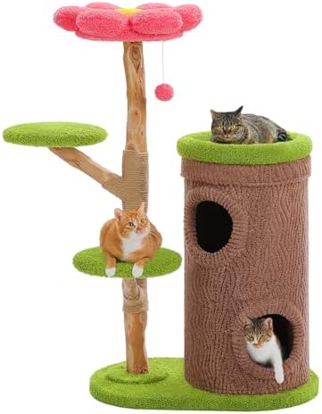 MUTTROS Flower Wood Cat Tree, 53.5" Modern Cat Tower by MUTTROS