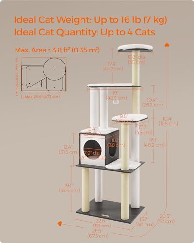 Feandrea Cat Tree, 65-Inch Multi-Level Tower - Image 5