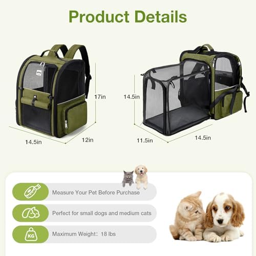 Large Cat Backpack Carrier Expandable Pet Carrier Backpack - Image 2