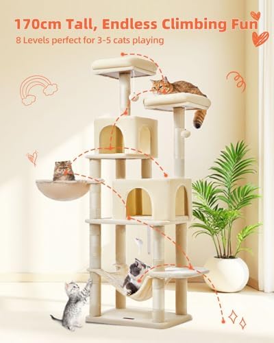 Taoqimiao Cat Tree, 67 in Tall Cat Tower - Image 3