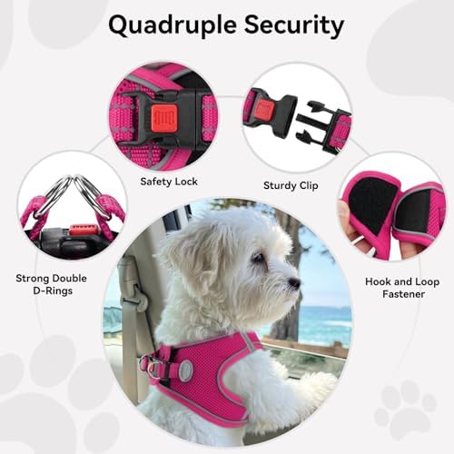 Joytale Step-in Dog Harness, Soft Breathable Mesh, Hot Pink XL - Image 6