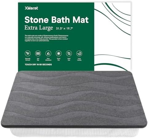 XMarrat Extra Large Stone Bath Mat, Diatomaceous Earth Mat, 31.5"x19.7" by XMarrat