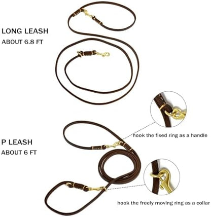 Multi Function 8ft Genuine Leather Hands Free Dog Training Leash - Image 5