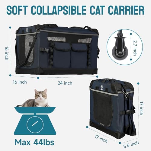 PEGIC 24-inch Rolling Extra Large Cat Carrier - Image 6