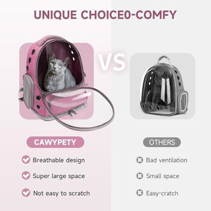 Cawypety Cat Backpack Carrier Large Space Bubble Backpack up to 12lbs Pink - Image 2
