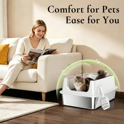 XL Open Top Stainless Steel Litter Box - Image 5