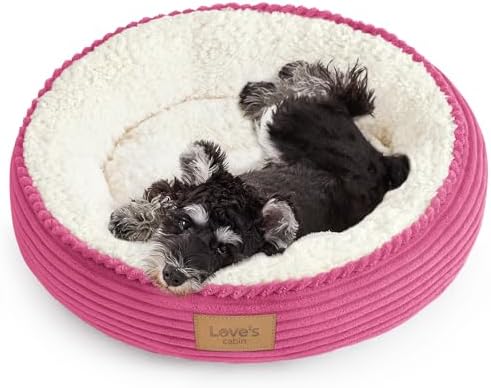 Love's cabin Round Donut Cat and Dog Cushion Bed, 24in Pet Bed by Lovescabin