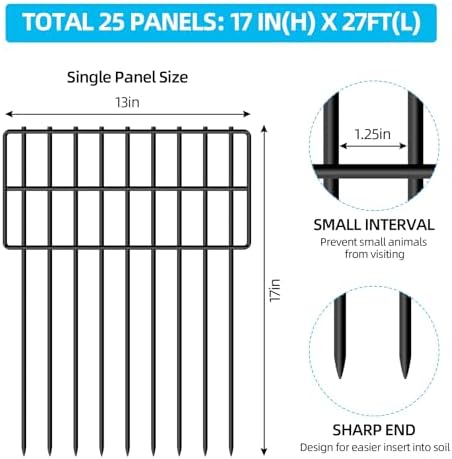 25 Panels Garden Fencing Animal Barrier, 17in X 27ft Dog Dig Fence Barrier - Image 5