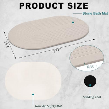 Elfcool Stone Bath Mat Diatomaceous Earth Shower Mat Non Slip Quick Dry Bath - Image 2