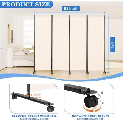 SUNALLY Room Divider Privacy Screens, 4 Panels Dividers - Image 2
