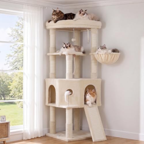 Cat Tree, 61 Inch Tall Cat Tower, Diamond-Shaped Cat Cave VCT001MJ by VibrissiaHome