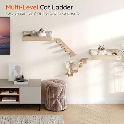 HOOBRO Cat Wall Shelf Set of 2, Wall Mounted 4-Level Cat Steps - Image 3